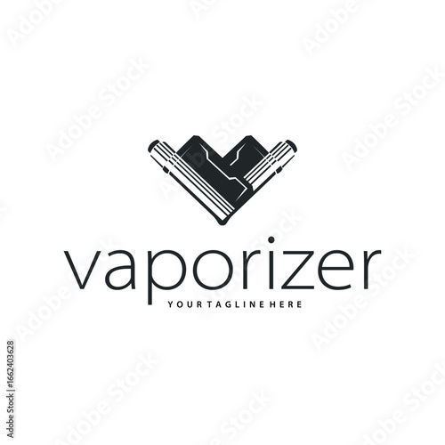 Vapor logo with a simple minimalist concept for vape store design, illustration of an electric cigarette smoke template for poster or product or shop banner