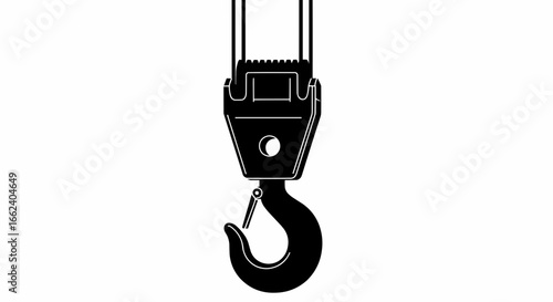 Clean vector illustration icon of a heavy-duty crane lifting hook.