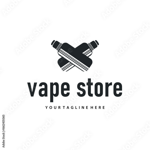 Vapor logo with a simple minimalist concept for vape store design, illustration of an electric cigarette smoke template for poster or product or shop banner