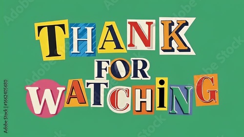 background animation of Thank For Watching greetings, green screen background