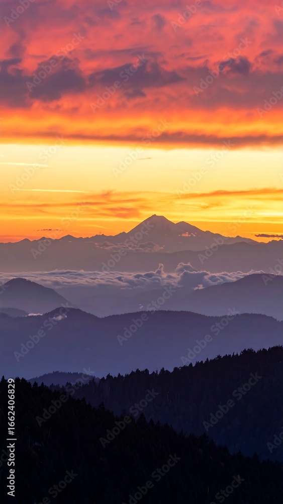 Fototapeta premium Sunrise over mountain ranges