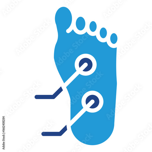 The icon represents the practice of reflexology and acupressure on the feet symbolizing an approach to health that sees the body as an interconnected whole.