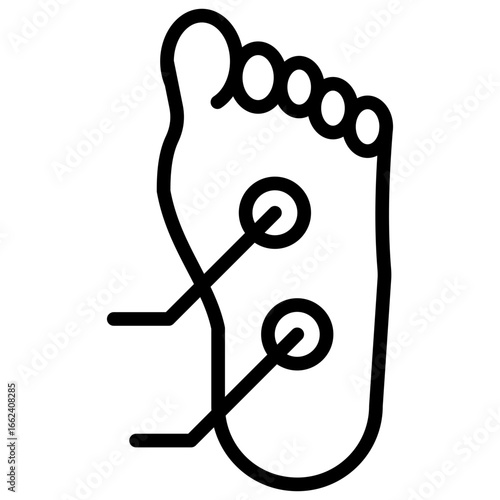 The icon represents the practice of reflexology and acupressure on the feet symbolizing an approach to health that sees the body as an interconnected whole.