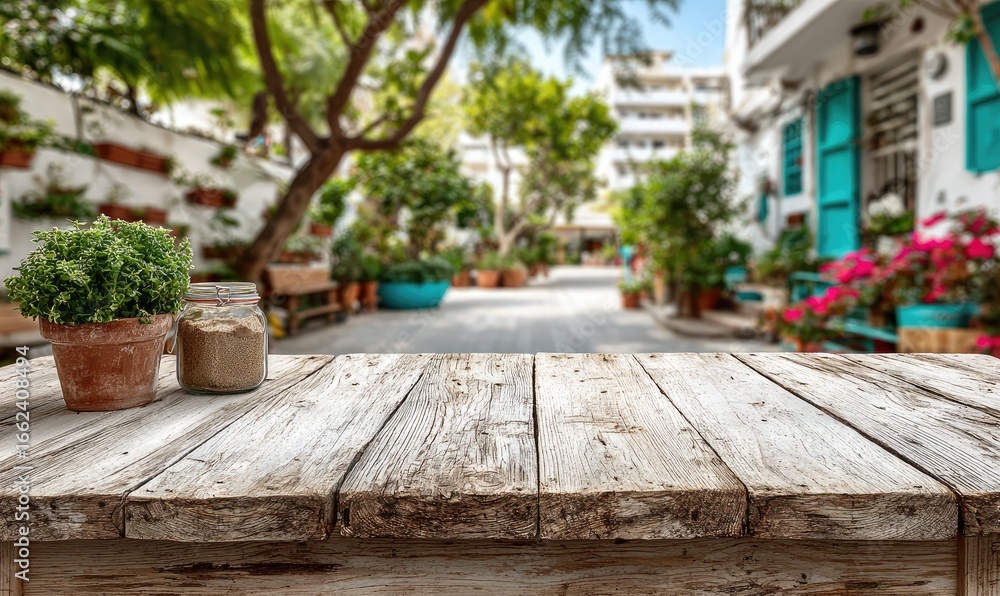 Obraz premium Wooden Table in Garden