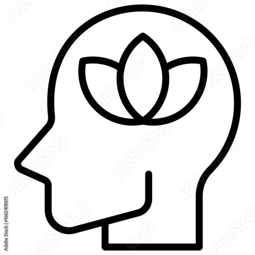 The mind icon, consciousness symbolizes the awakening of the soul from difficulties and the peace of the condition where the mind is clear, free from clutter, and filled with peace.