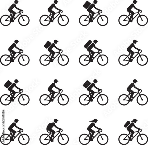Cyclists with backpacks and helmets cycling bicycle