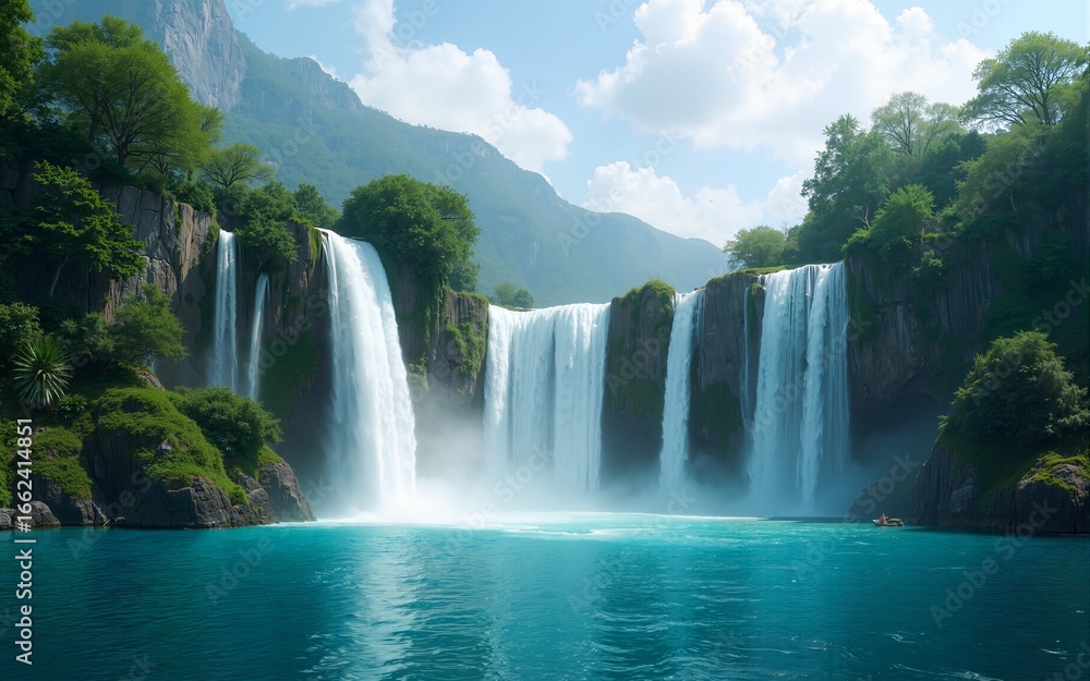 Fototapeta premium PNG Real floating island waterfall landscape tropical. High quality