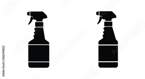 Black silhouettes of two spray bottles on a white background