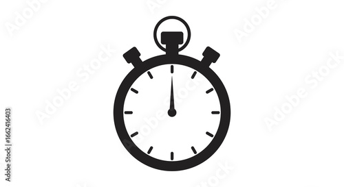 A black and white illustration of a stopwatch on a plain background
