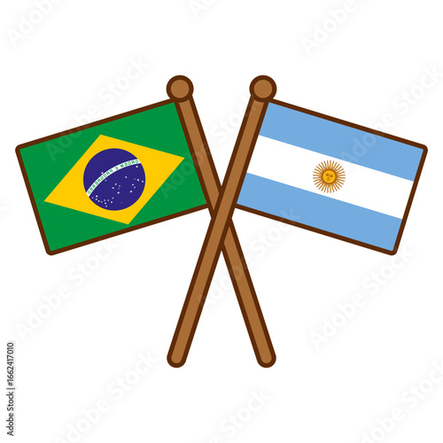 brazil and argentina cross flags vector on white background
Vector country flags intersecting