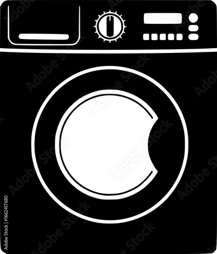 Washing Machine vector silhouette illustration isolated on white background