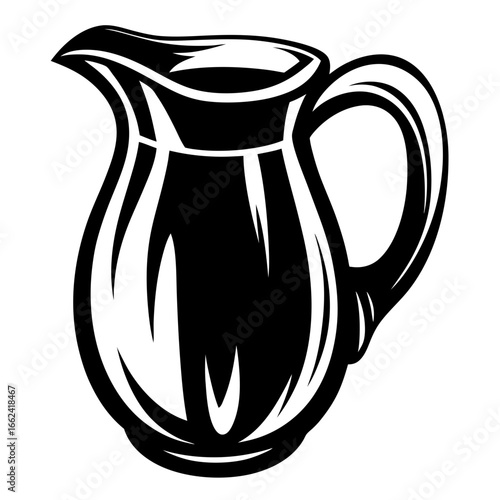 Simple black and white vector illustration of a pitcher with handle