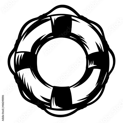 High contrast illustration of a life preserver or life buoy for safety