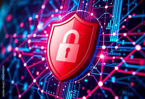 Abstract digital network security data protection concept,  data loss prevention,  malware protection