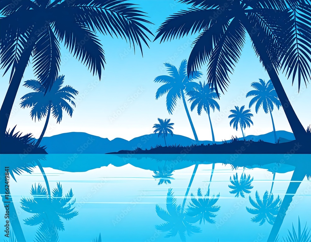 Fototapeta premium Tropical island landscape with reflections