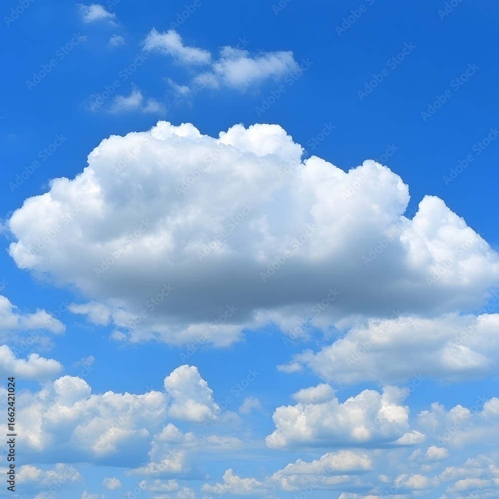 Fototapeta premium Stunning White Cumulus Clouds in Vibrant Blue Sky
