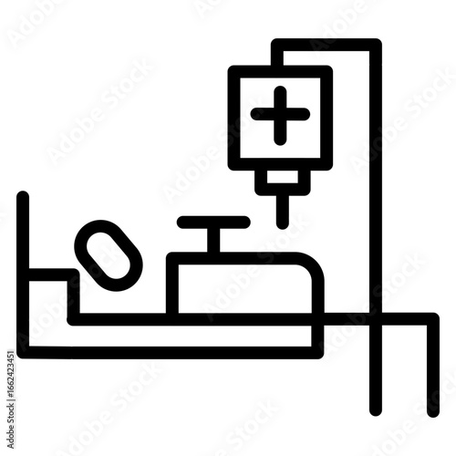 ICU Room Vector Line Icon Design