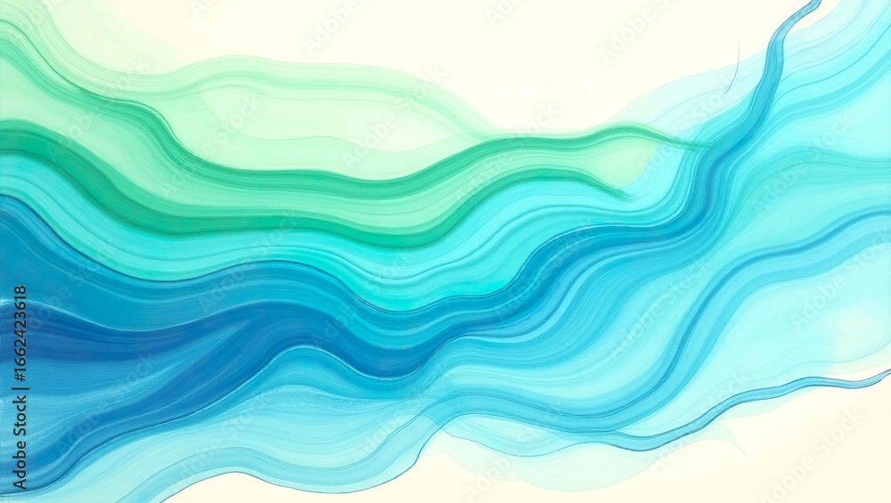 Fototapeta premium Abstract Brush Strokes in Blue and Green on Cream Background