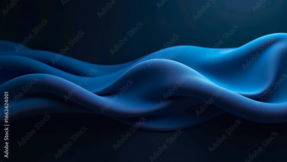 Obraz premium Modern blue and black wave pattern wallpaper with sleek, calming design.