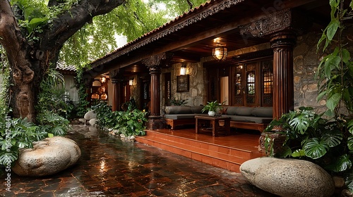 Beautiful homestay design in kerala tradition high resolution picture