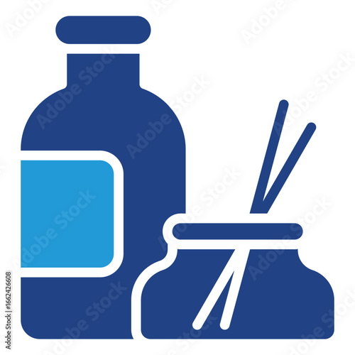 Icon of a bottle containing essential oils, fragrance solutions, or aromatherapy liquids creates a calm and soothing atmosphere, reduces stress, and improves mood.