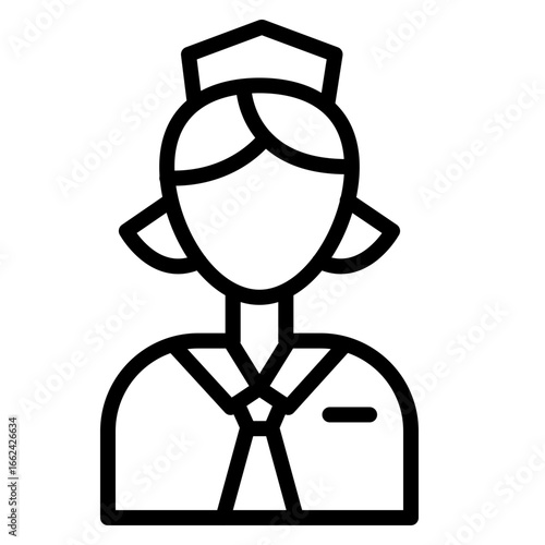Flight Attendant Vector Line Icon Design