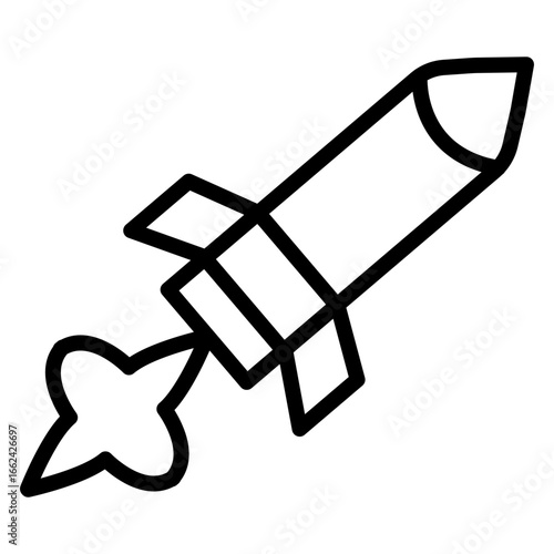 Rocket Vector Line Icon Design
