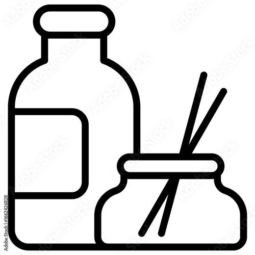 Icon of a bottle containing essential oils, fragrance solutions, or aromatherapy liquids creates a calm and soothing atmosphere, reduces stress, and improves mood.