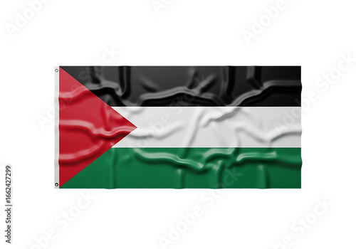Crinkled palestinian flag isolated on transparent background