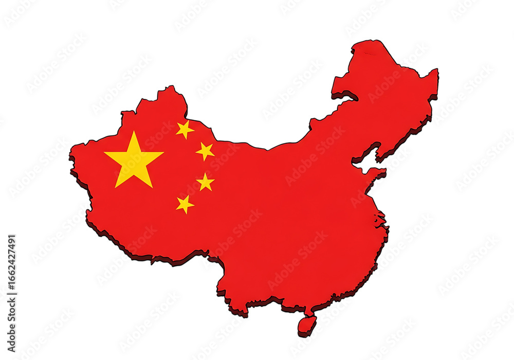 Naklejka premium Map of china with chinese flag isolated on transparent background