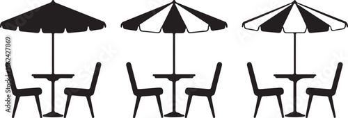 Outdoor cafe tables and chairs umbrellas