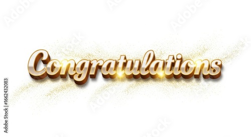 Obraz na płótnie Radiant congratulations message with glittering golden elements rendering