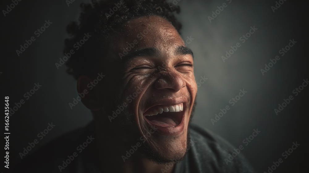 Fototapeta premium A Man's Exuberant Joyful Laughter