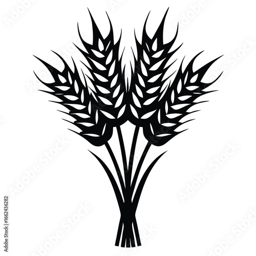 A Black and White Graphic of a Bundle of Wheat Stalks
