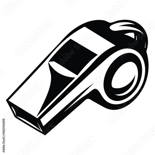Monochromatic Vector Image of a Traditional Whistle with Distinct Black Outlines