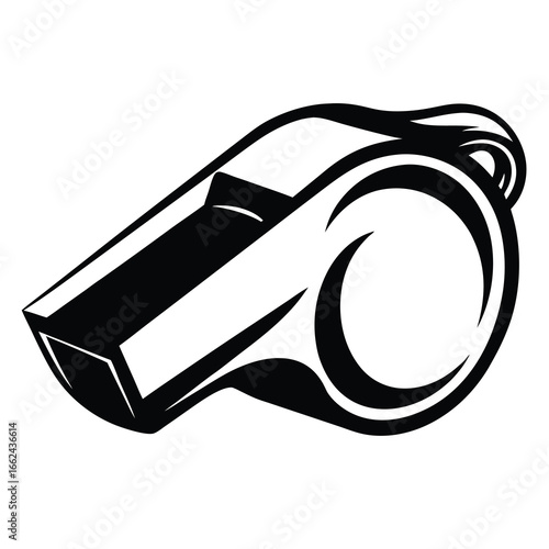 Monochrome Illustration of a Whistle for Sports and Safety Equipment Use