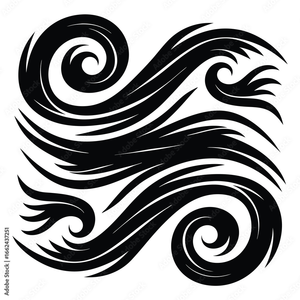 Fototapeta premium Abstract swirls and curves in black and white for artistic expressions