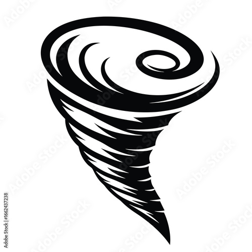 Black and White Tornado Illustration Emphasizing Power and Destructive Potential