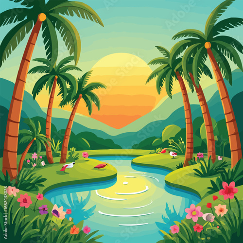 High quality vector illustration of oasis shimmers with hope for creative projects and digital artwork design purposes