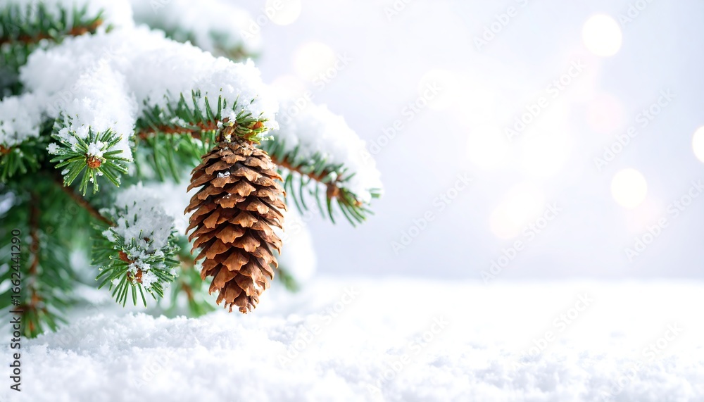 Obraz premium Snowy Christmas pine cone