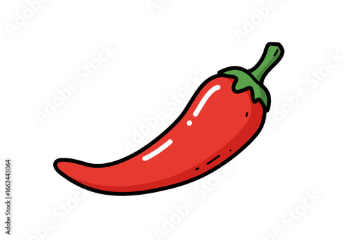 Hand-drawn red chili pepper illustration on white background  