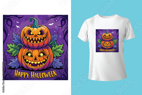 Halloween Illustration t shirt design template halloween time	