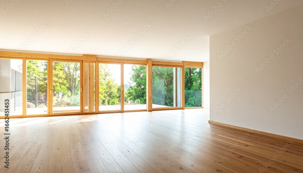 Fototapeta premium Empty modern room with large windows