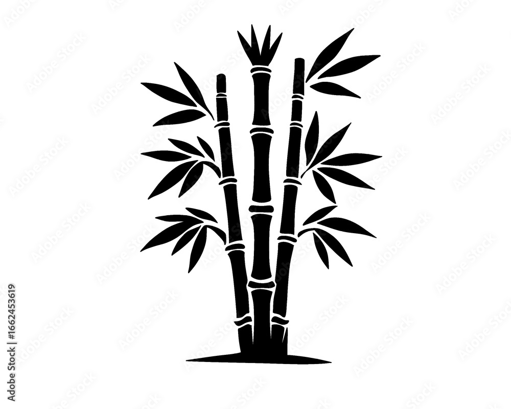 Obraz premium bamboo silhouette, black bamboo symbol isolated on white background 