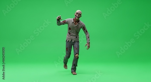 Zombie Character on Green Screen for Halloween Promotions