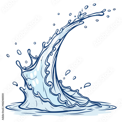 Dynamic blue water splash liquid