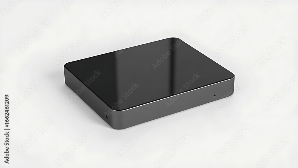 Fototapeta premium Minimalist communication device with a sleek design and polished surface on a neutral backdrop.