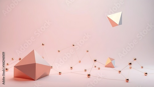 Abstract geometric shapes in metallic tones, symbolizing modern connectivity and communication.