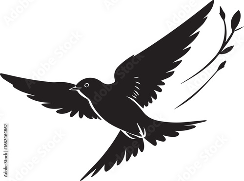 Peaceful Dove Carrying Olive Branch Flying
