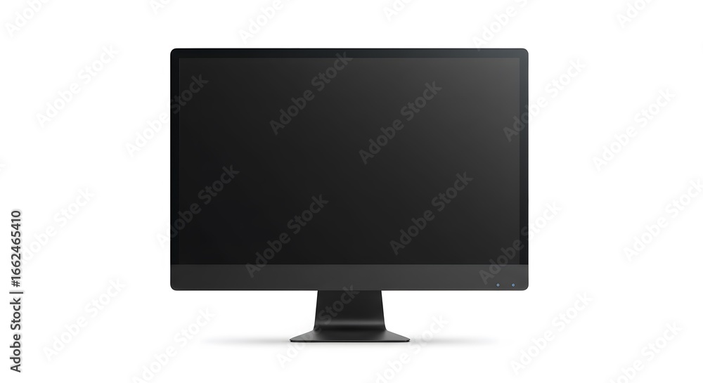 Sleek Black All-in-One Computer Display on White Background, Minimalist Design. Sleek Black All-in-One Computer Display on White Background, Minimalist Design.
